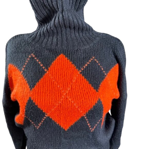 Tommy Hilfiger Navy Red Argyle British Heritage Cozy Holiday Turtleneck (Size L) - Picture 3 of 16